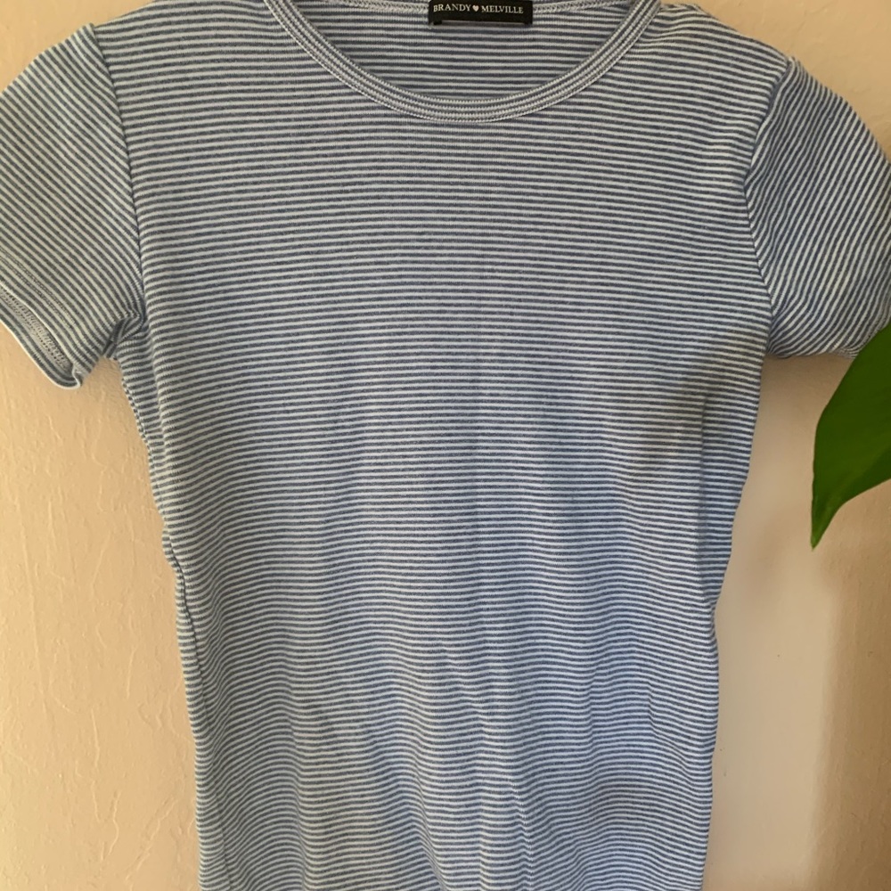 🍓 Baby blue stripped brandy top